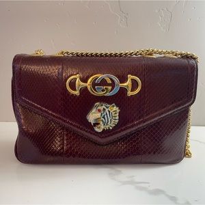 Gucci NWOT Rajah Red Python Shoulder Flap Bag
